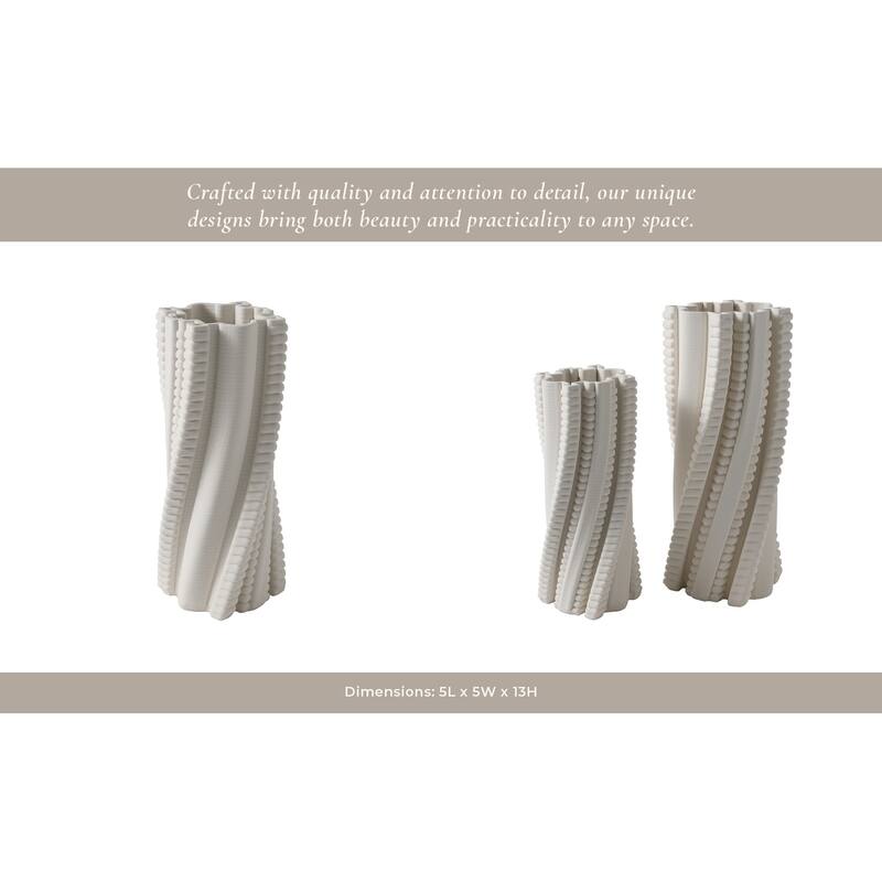 Modern Porcelain Vase Twisted Ribbed Texture and Art-Inspired Design