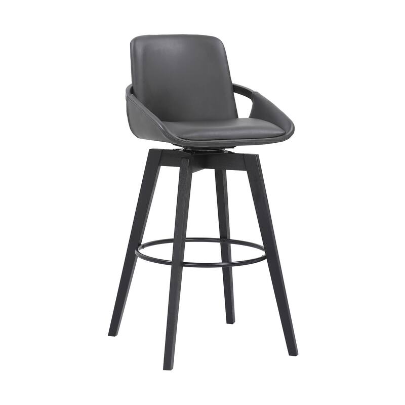 Swivel Counter Height Bar Stool with Wooden Frame and Faux Leather Upholstered Seat, Stylish Modern Counter Chair