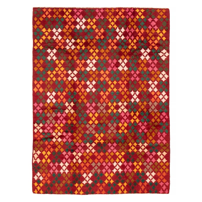 ECARPETGALLERY Hand-knotted Akhjah Red Wool Rug - 6'0 x 8'1 - 6'0 x 8'1 - Red