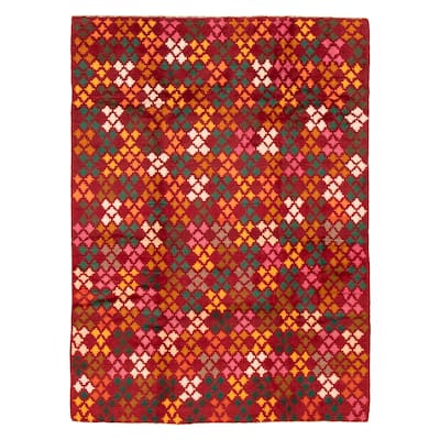 ECARPETGALLERY Hand-knotted Akhjah Red Wool Rug - 6'0 x 8'1