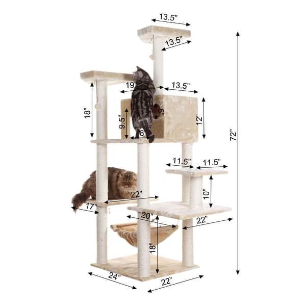 Armarkat Cat Jungle Gym Beige Scratcher With Condo Large Overstock 4413799
