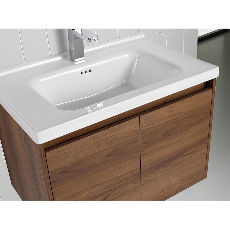 Blossom 28" Wall Mounted Floating Bathroom Vanity with Ceramic Sink