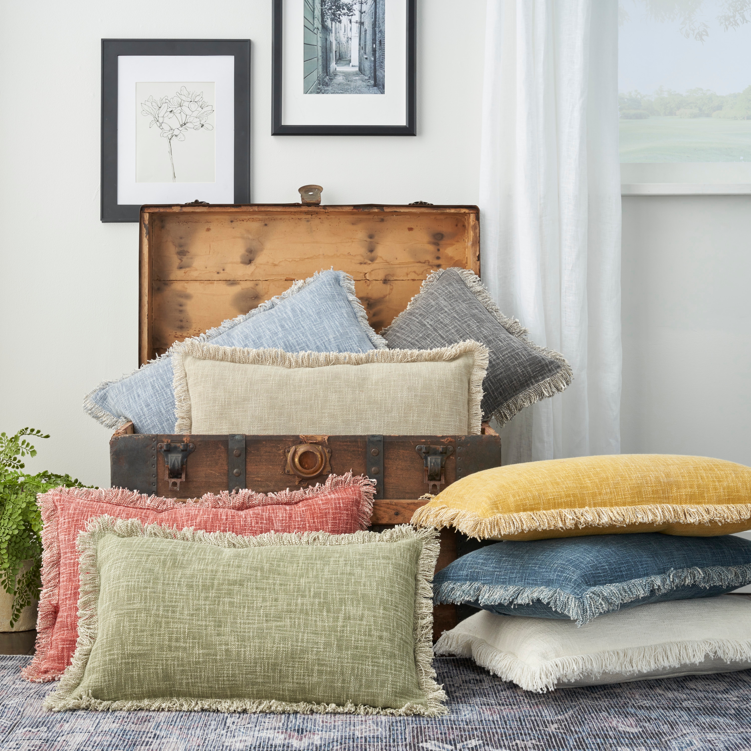 Farmhouse throw store pillows for bed
