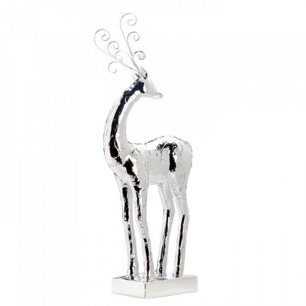 large silver reindeer statue