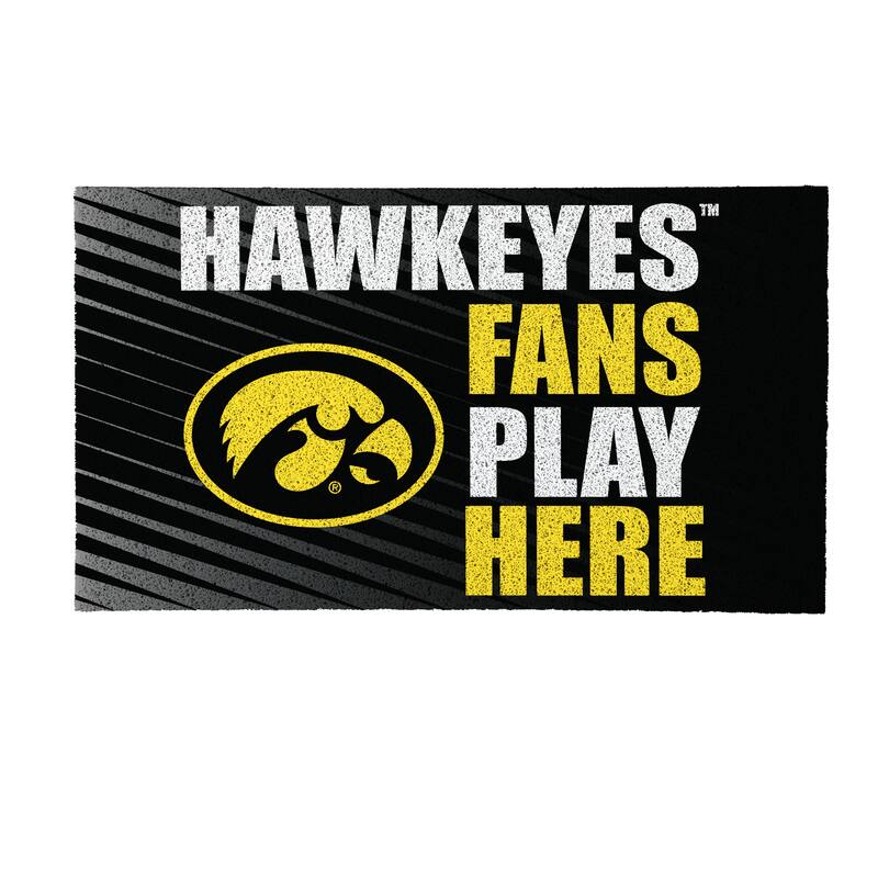28 in. x 16 in. University of Iowa "Fans Play Here" PVC Door Mat