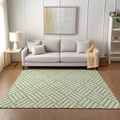 Machine Washable Indoor/ Outdoor Chantille Modern Geo Rug