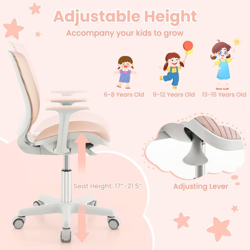 Swivel Mesh Children Computer Chair with Adjustable Height - 22.5" x 22.5" x 31.5"