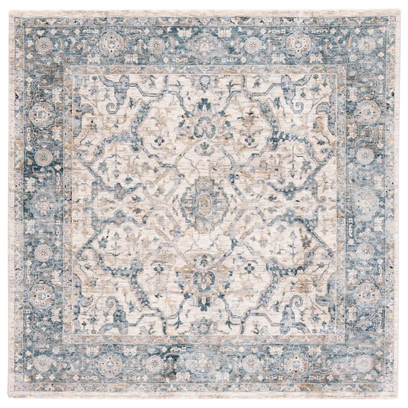 SAFAVIEH Valencia Þridur Vintage Oriental Rug - 6'4" Square - Ivory/Blue