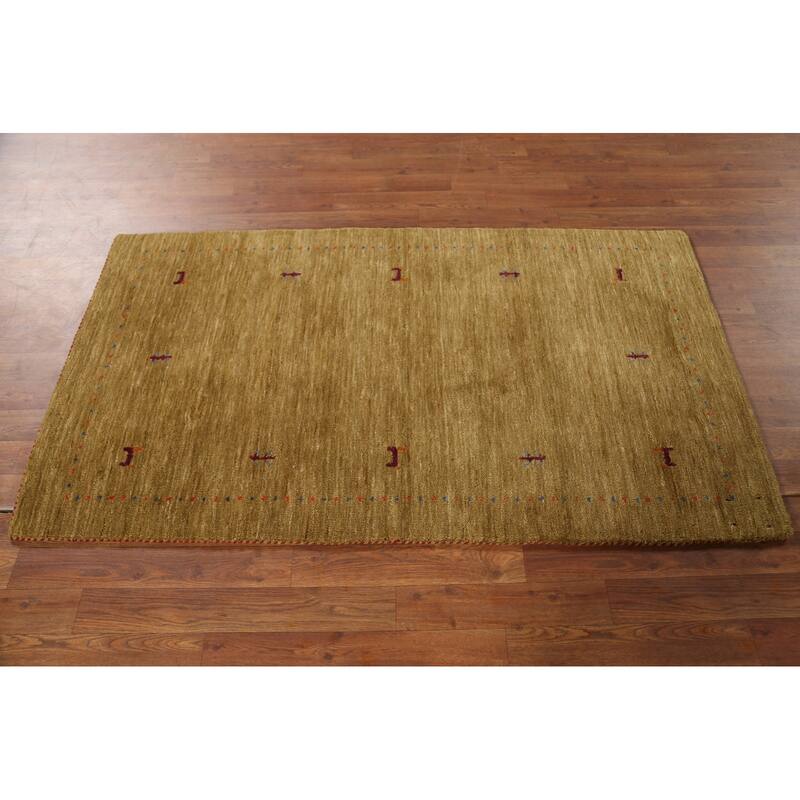 Tribal Gabbeh Indian Accent Rug Handmade Yellow Wool Carpet - 3'0"x 5'3"