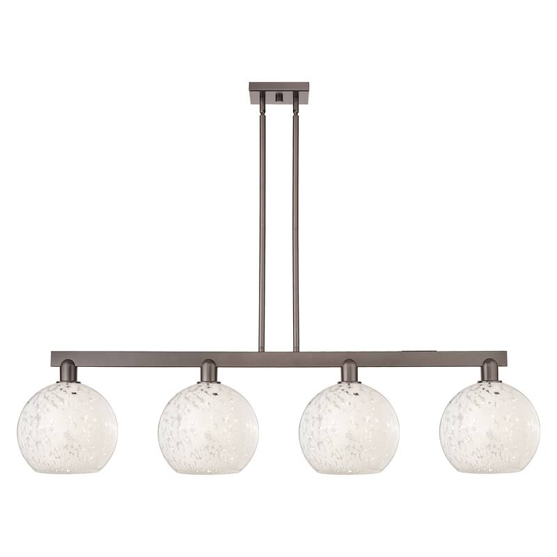 Innovations Lighting Endless Possibilities Arcadia - White Mouchette - 4 Light 53" Stem Hung Island Light - Oil Rubbed Bronze