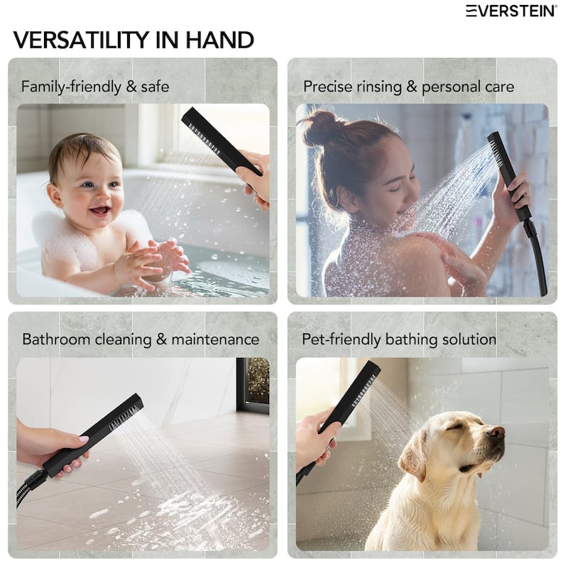 Shower System 12" Ceiling Rain Shower Head with 3-Way Thermostatic Faucet & Body Jets