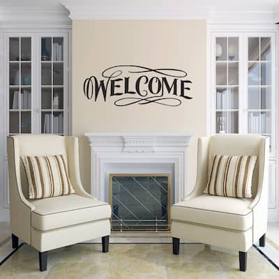 Fancy Welcome Wall Decal 20-inch wide x 8-inch tall