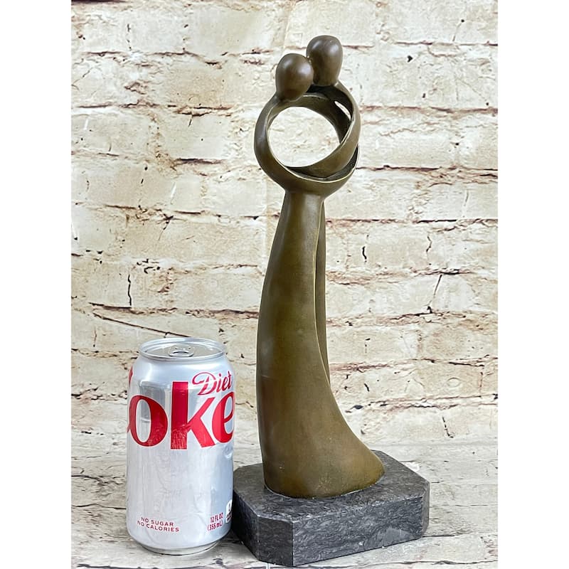 Abstract Modern Art Kissing Couple Genuine Bronze Sculpture Lost Wax Method Statue