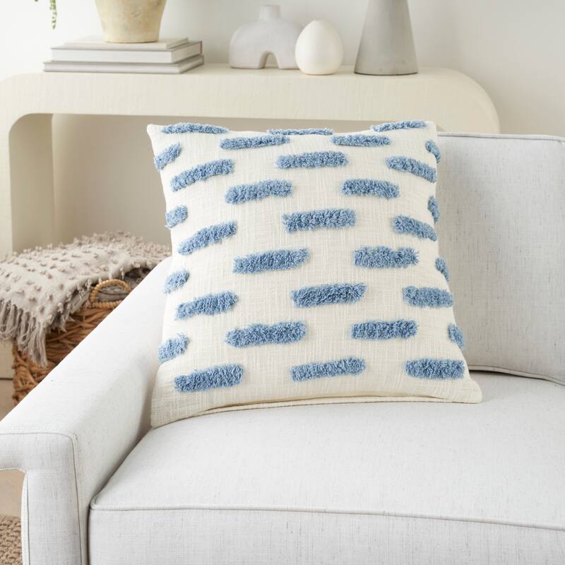 Mina Victory Life Styles Tufted Lines Geometric 18" x 18" Indoor Throw Pillow