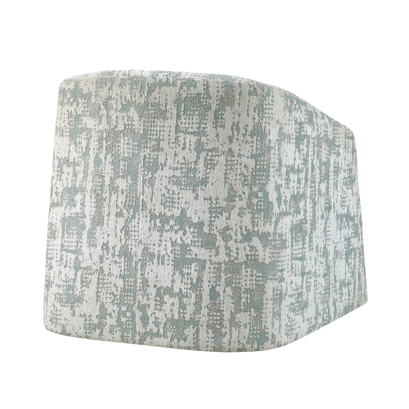 Swivel Armchair, Green Jacquard Fabric, Curved Foam Cushions