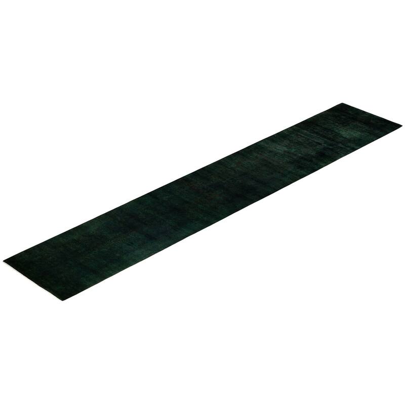 Overton Hand Knotted Wool Vintage Inspired Modern Contemporary Overdyed Burgundy Runner Rug - 3' 1" x 18' 4"