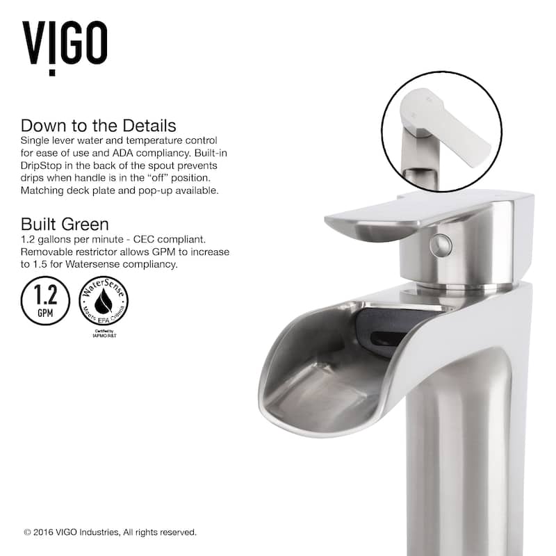 VIGO Giovanni 17"L x 17"W Glass Vessel Sink and Niko 11"H Faucet Set