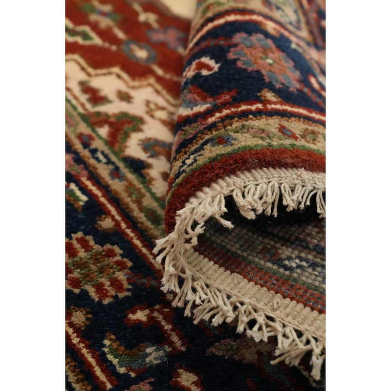 Hand Knotted Oriental 100% Wool Carpet Traditional Medallion Oranges & Rust Heriz (serapi) Area Rug - 5' 3'' X 2' 10''