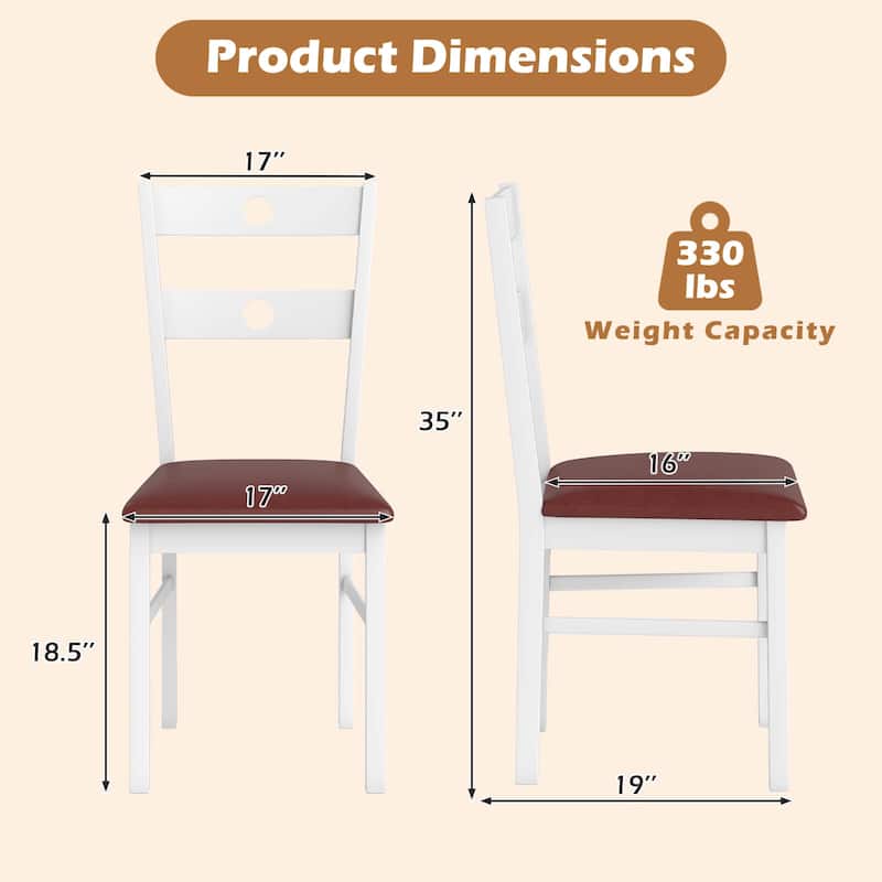 Costway Wood Dining Chairs Set of 2/4 with Rubber Wood Frame, Padded - See Details