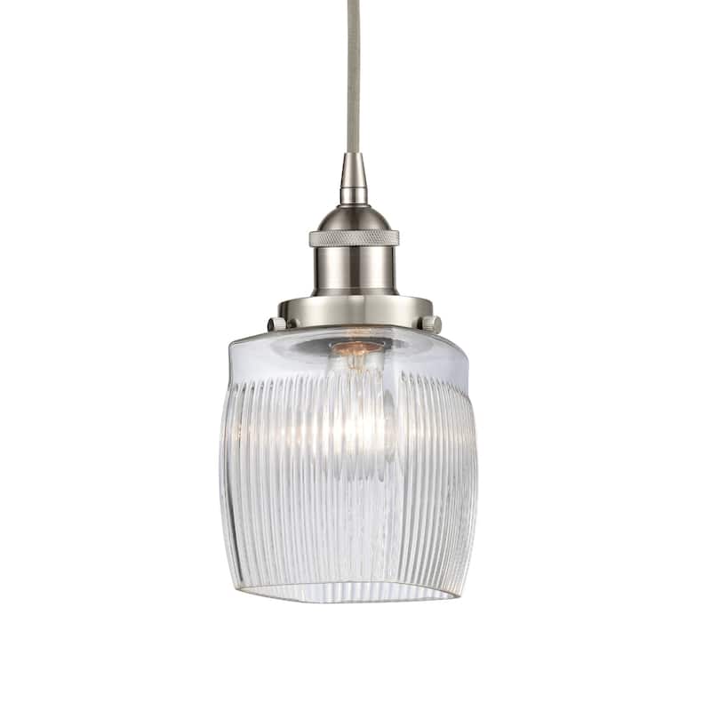 Innovations Lighting 616-1PH-10-6 Colton Pendant Colton 6" Wide Mini - Brushed Satin Nickel / Clear Halophane