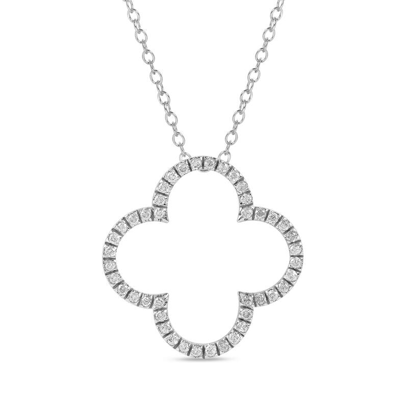 1/6ct - 1ct TDW Diamond 14K Gold Open Clover Pendant Necklace for Women
