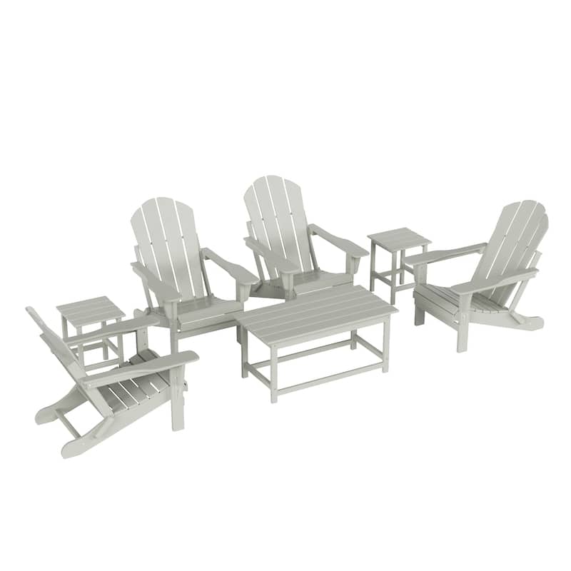 Laguna Hdpe All Weather Outdoor Patio Foldable Adirondack Chairs Conversation Set (7-Piece Set)