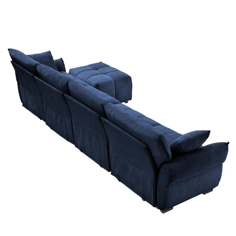 4-Seater U-Shaped Modular Sofa with 1 Ottomans & Pillows