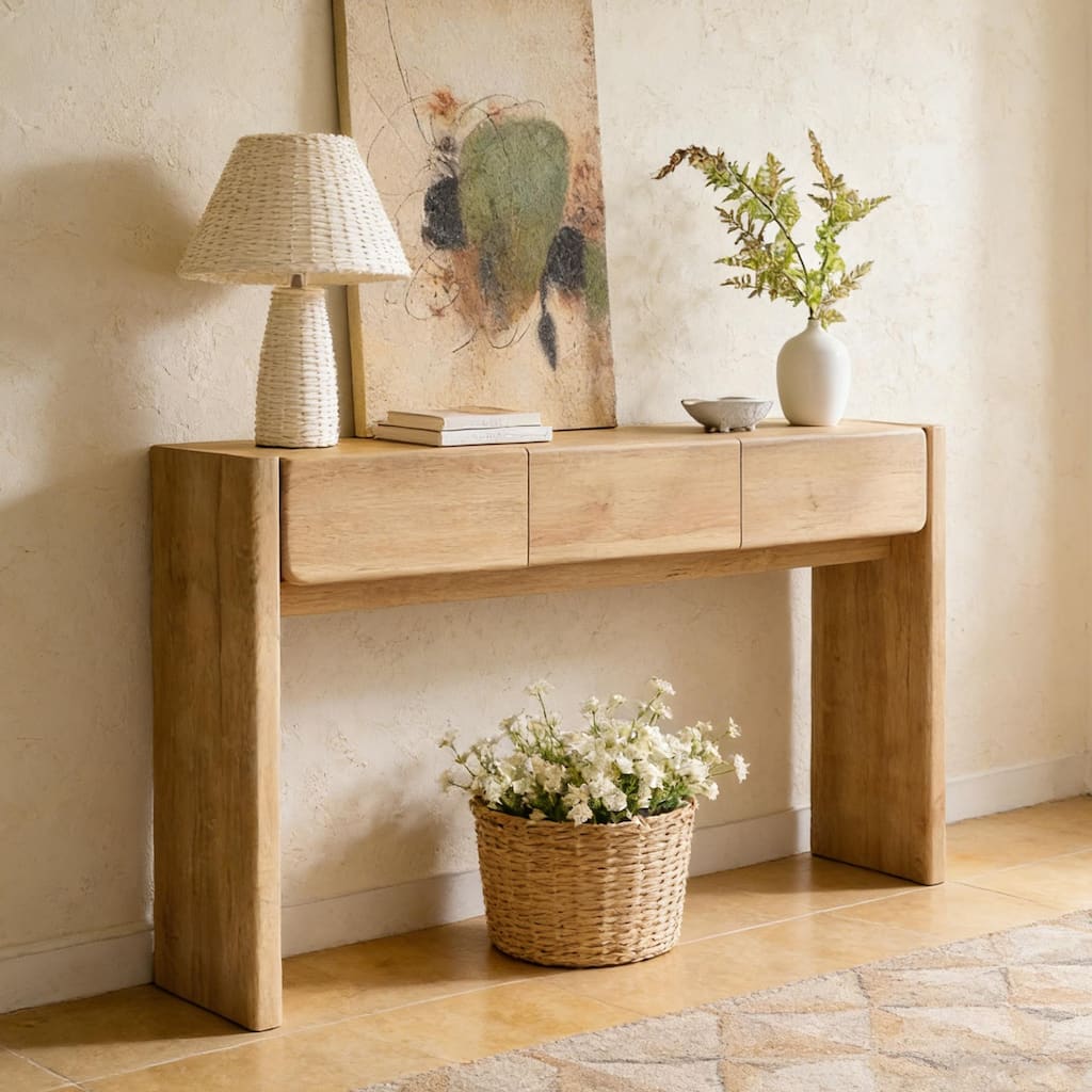 Farmhouse 3-Drawers Console Table, Entryway Table, Sofa Table