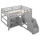 preview thumbnail 4 of 14, full Loft Bed with Storage Drawers, Cabinet, and Movable Stairs - Children's Wardrobe Included