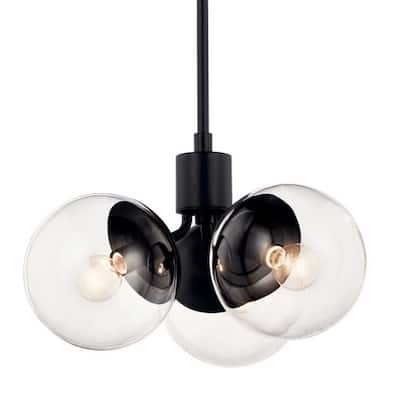 Kichler 52700CLR Silvarious 3 Light 17" Wide Pendant with Clear Shades