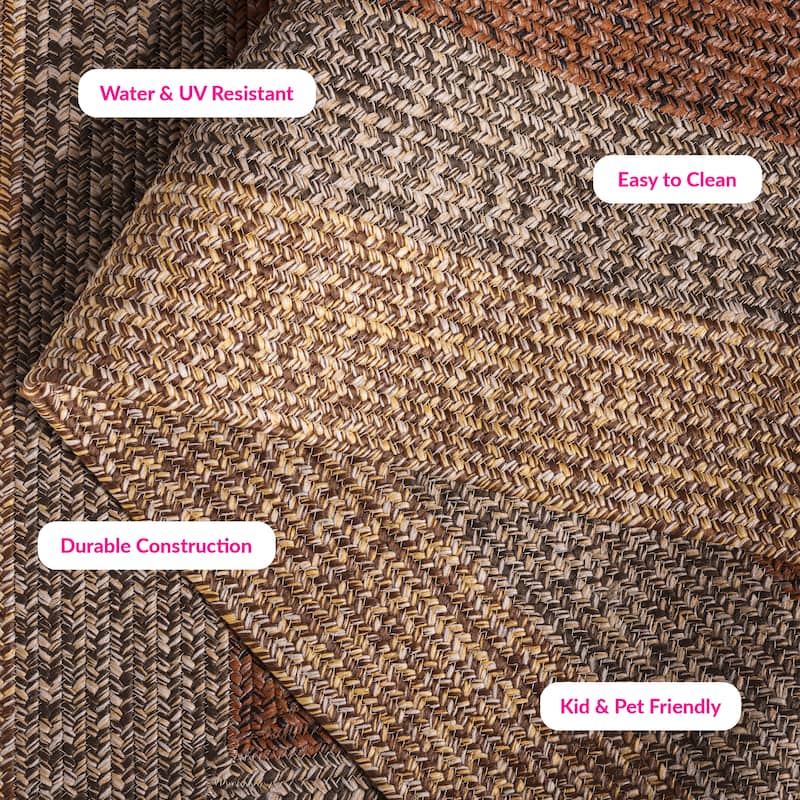 SAFAVIEH Handmade Braided Ecenur Indoor/Outdoor Machine Washable Rug - 2' x 3' - Brown/Gold