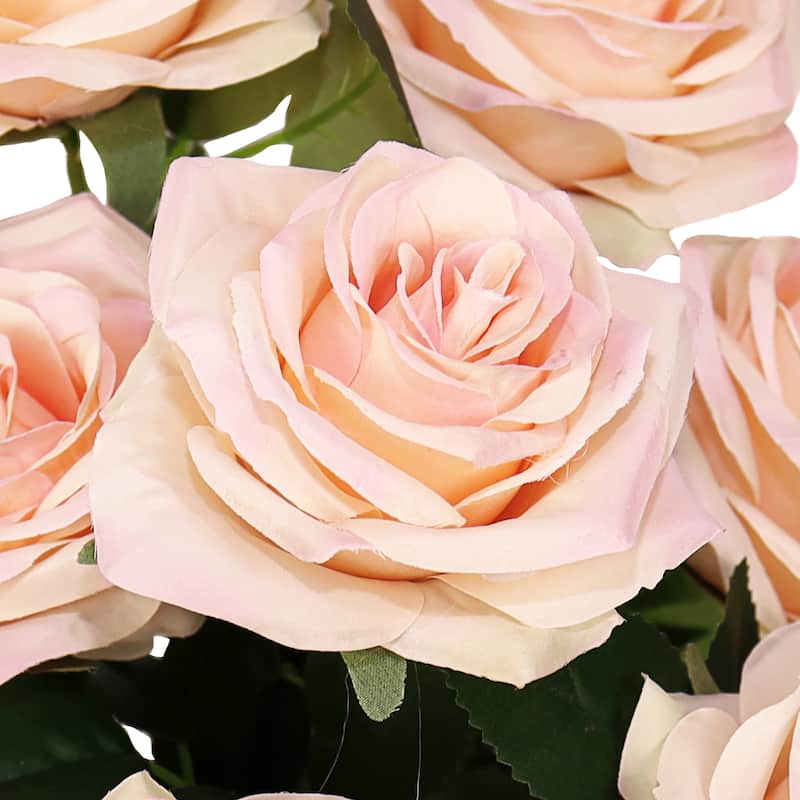 Set of 2 Artificial Queen Rose Flower Stem Bush Bouquet 18in