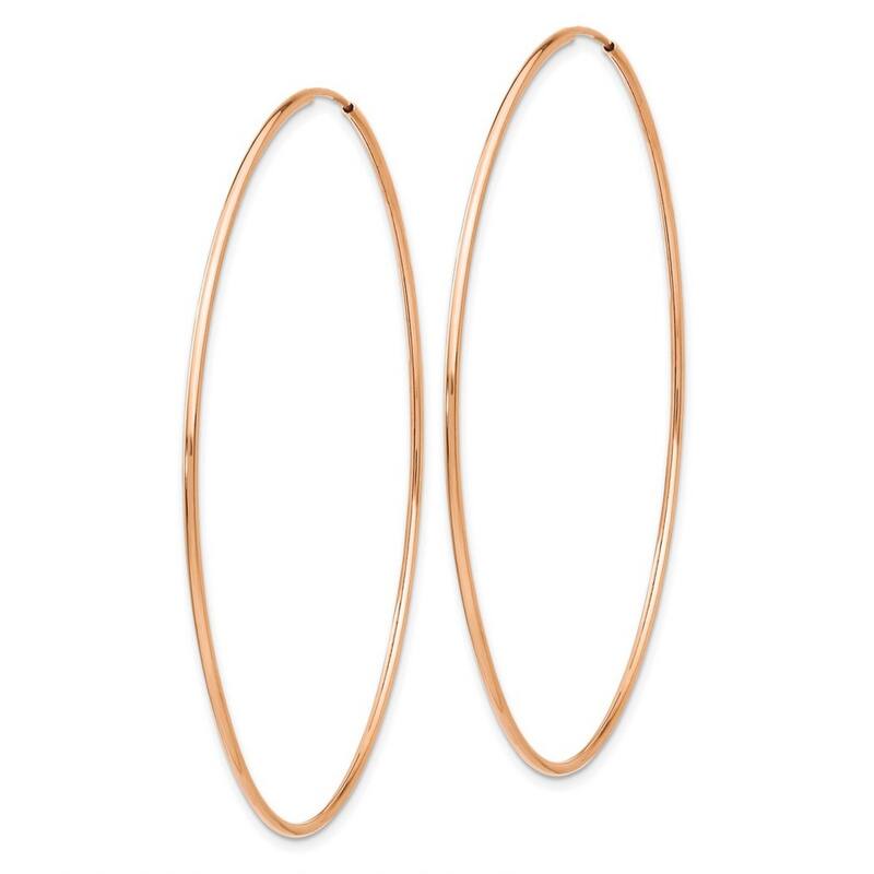 Curata 14k Rose Gold 1.2mm Polished Endless Hoop Earrings - 61.75x59.5mm Wide 1.25mm Thick