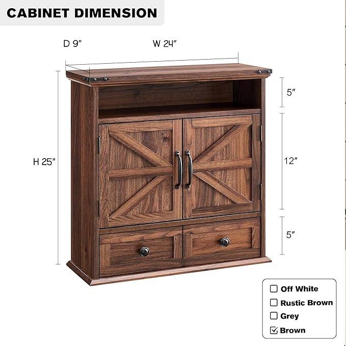 24" Farmhouse Wide Bathroom Wall Cabinet, Medicine Cabinet