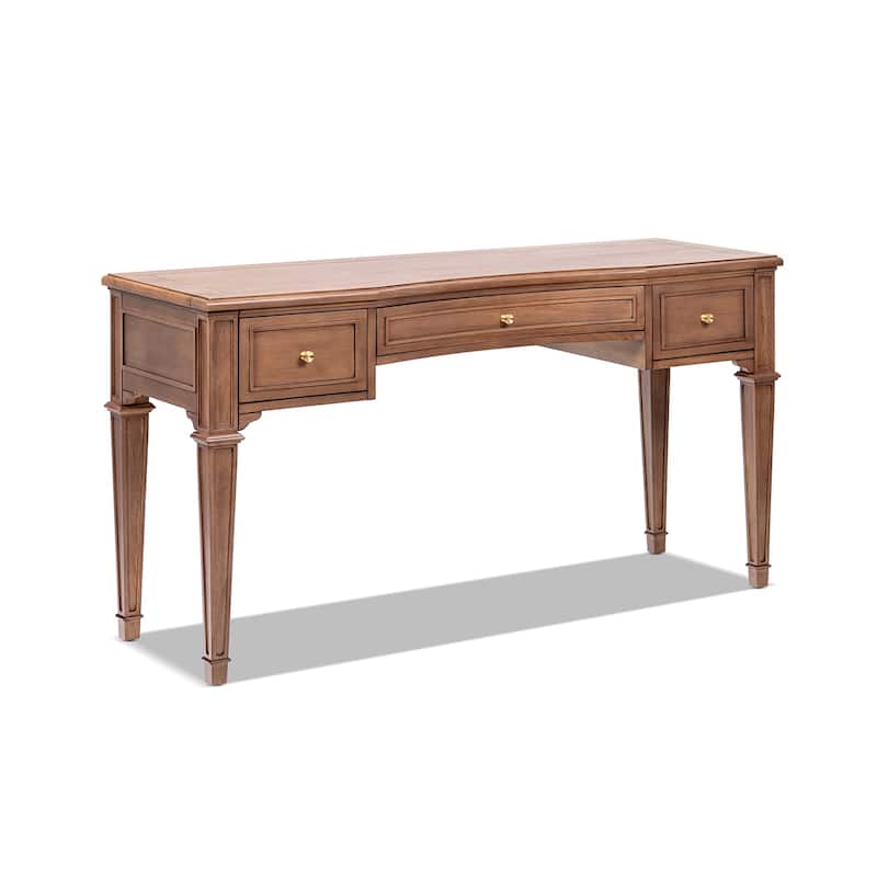 Jennifer Taylor Home Dauphin 55" Solid Wood 3-Drawer Gold Accent Executive Desk