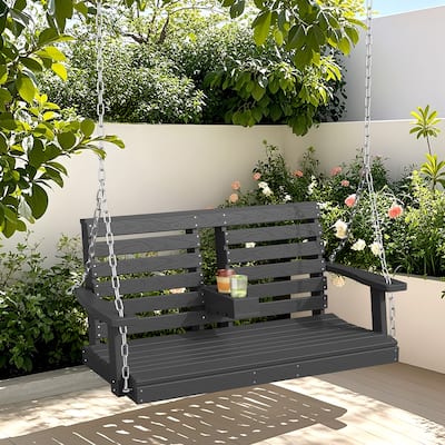 HDPE Plastic Outdoor Porch Swing 2-Person With Chains