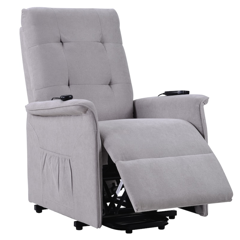 Light Grey Adjustable Massage Power Lift Chair for Elderly Bed Bath