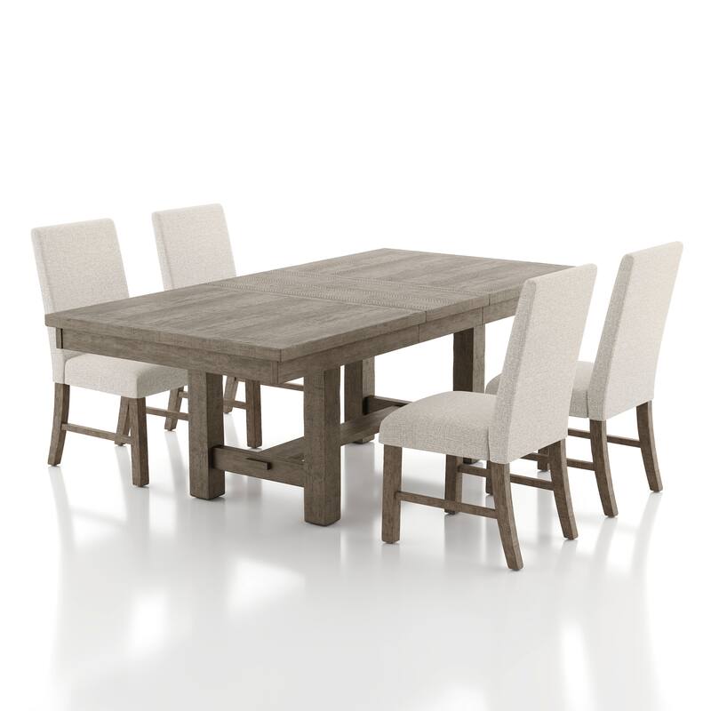 Furniture of America Jusk Rustic Grey Wood 5-Piece Dining Table Set