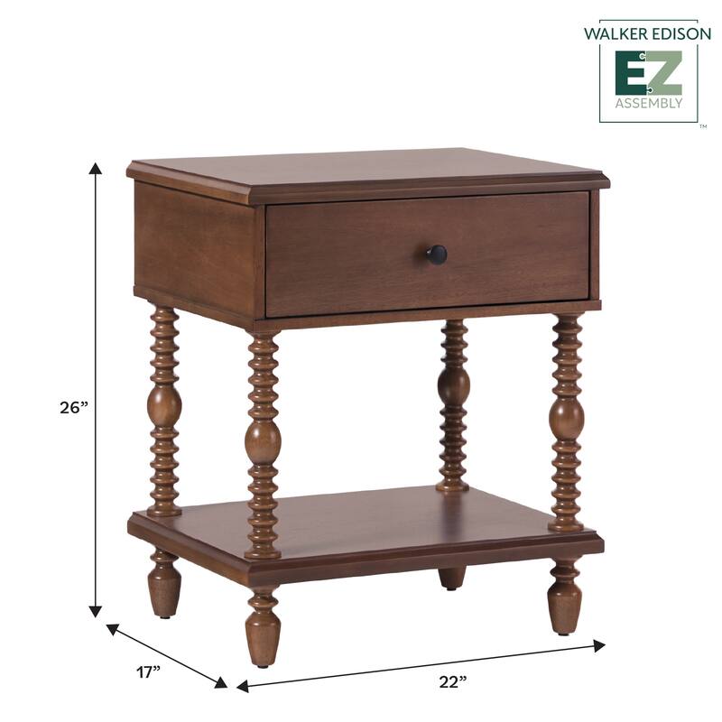 Walker Edison Easy Assembly Solid Wood 1-Drawer Nightstand (Set of 2)