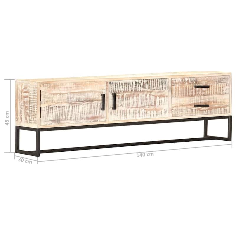 vidaXL TV Stand White 55.1"x11.8"x17.7" Solid Wood Acacia