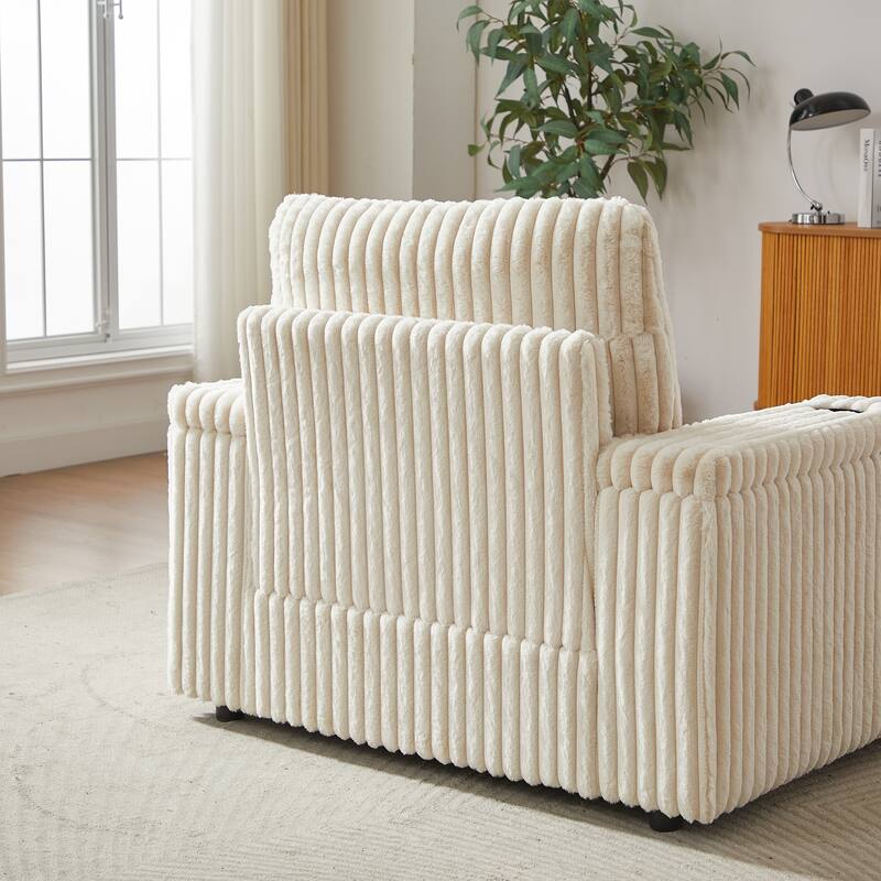 Anmytek 42.5-Inch Corduroy Deep-Seated Single Recliner With Backrest Pillow Cup Holder & Storage Footrest