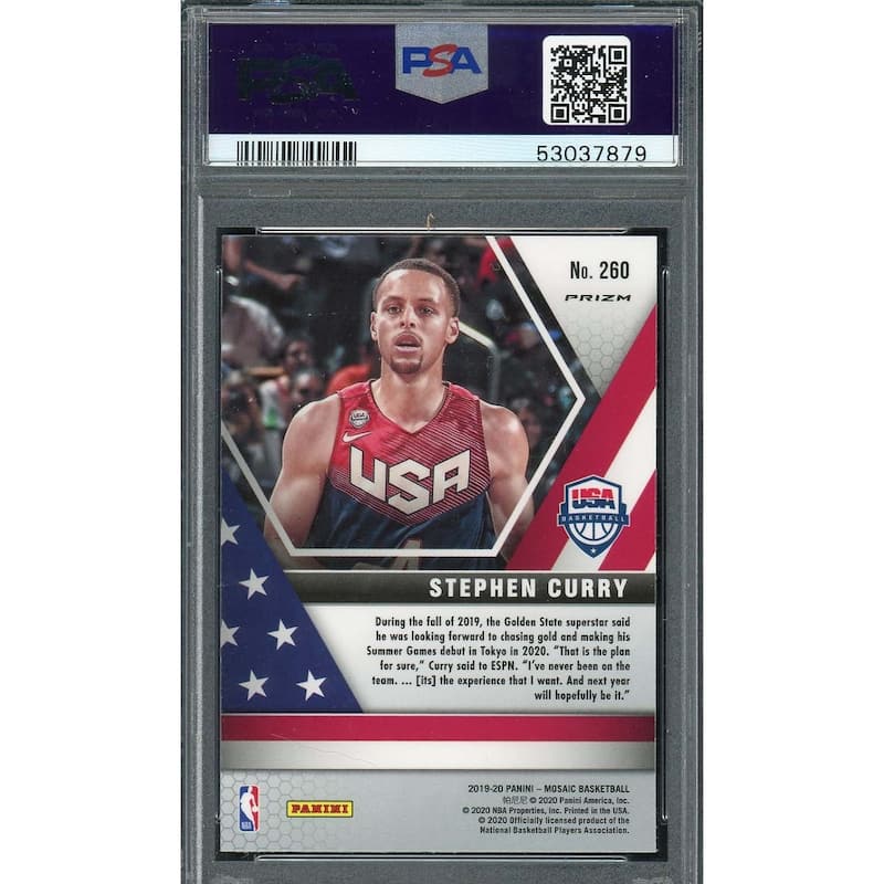 Stephen Curry 2019 Panini Mosaic Green Mosaic Basketball Card #260 PSA 10 - 8'6" x 11'6"