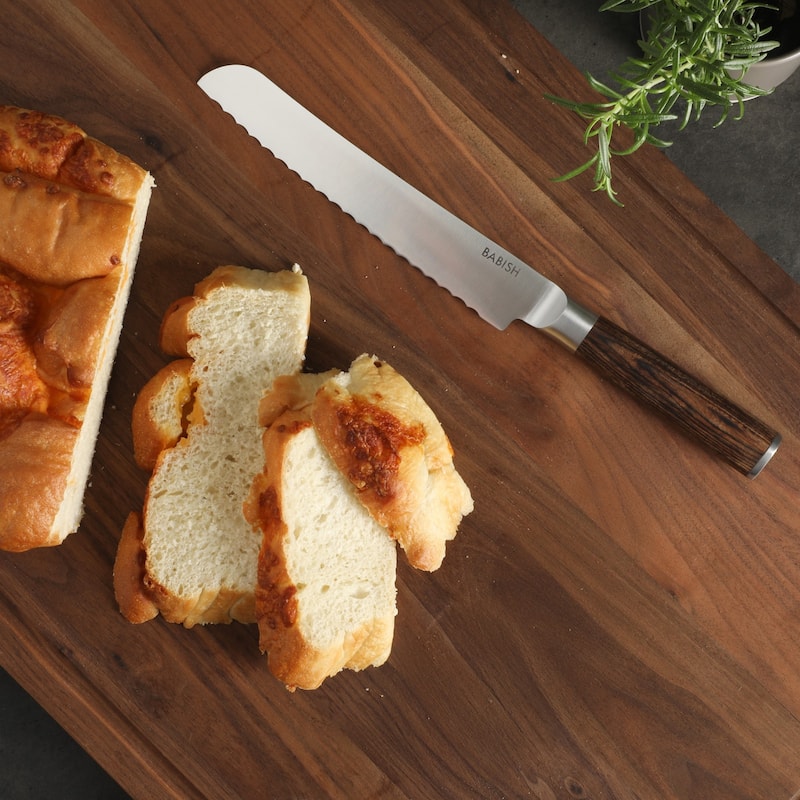 Babish High Carbon 1.4116 German Steel Full Tang 8-Inch Bread Serrated Knife for Slicing Bread, Crusting & Artisan Loaves