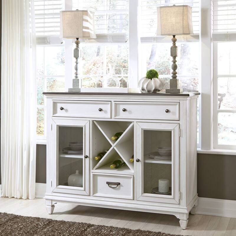 Allyson Park Wirebrushed White Charcoal Buffet - Charcoal