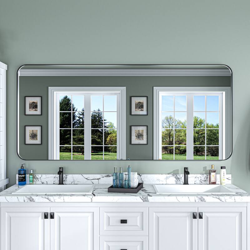 TOOLKISS Aluminum Alloy Round & Right Angle Frame Vanity Mirror