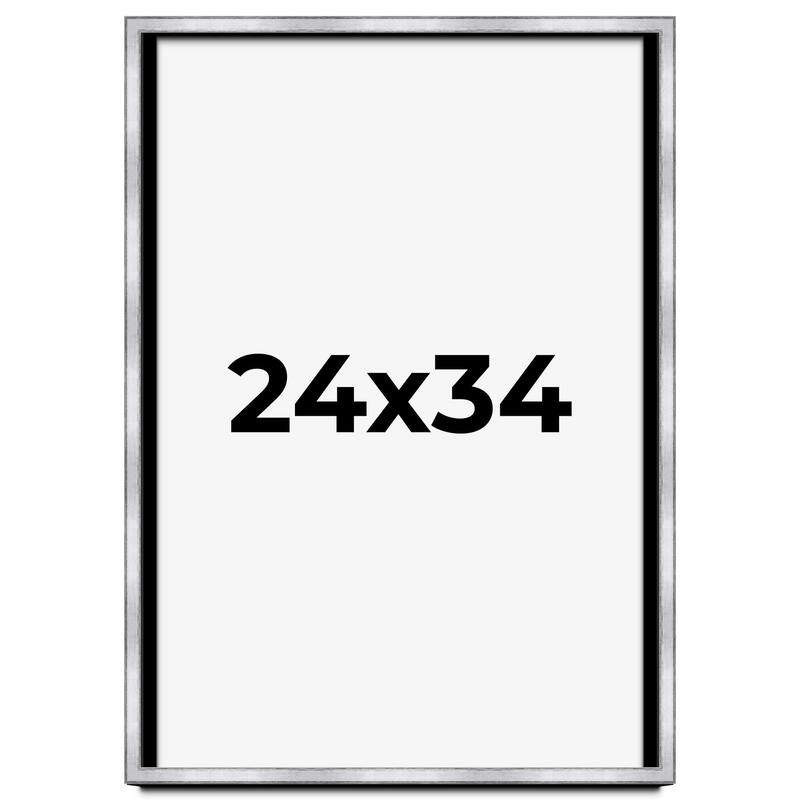 24x34 Shadow Box Frame Silver | 1.375 Inches Deep Real Wood
