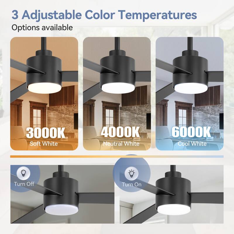 52-inches 3-Blade Ceiling Fan With Remote Downrod