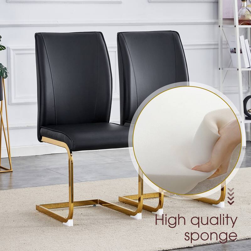 Luxury 7-Piece Dining Table Set 63-Inch Rectangular Glass Table with 6 Faux Leather Chairs Modern Kitchen Dining Table Set for 6