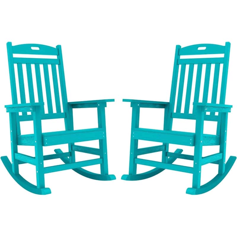 WINSOON All Weather Outdoor Rocking Chair, Set of 2 - Blue x2