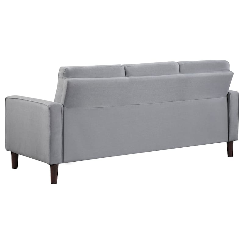 Bow 2pc Sofa Set with Track Arms and Tapered Legs, Gray Grid Tufted Fabric